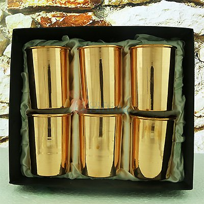 Six Pure Copper Glass Set for Serving