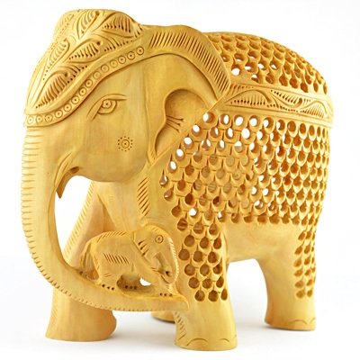 Latticed-Jalidar Handicraft Wooden Elephant Set of 4