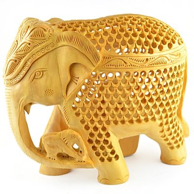 Latticed-Jalidar Handicraft Wooden Elephant Set of 4