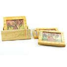 Handicraft 6 Pcs Tea Coaster Wooden Painted with Base Holder