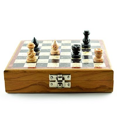 Handicraft Chess in Wooden with Marble Chessboard Portable