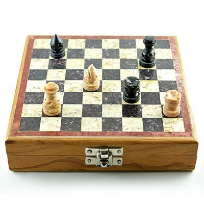 Handicraft Chess in Wooden with Marble Chessboard Portable