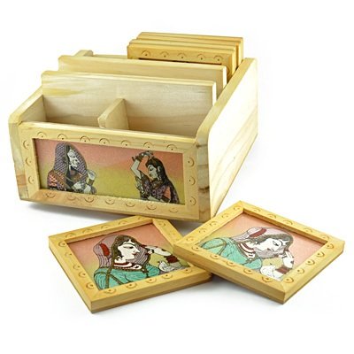 Wooden Revolving Paper Holder cum Tea Coaster Handicraft