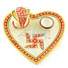 Heart Shape Marble Pooja Thali with Ganesha Statue