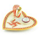 Heart Shape Marble Pooja Thali with Ganesha Statue