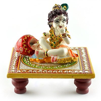 Marble Handicraft-Laddu Gopal Sitting on Chouki