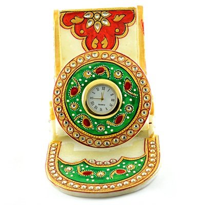 Handicraft Marble Mobile Holder or Stand with Watch