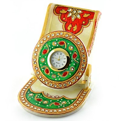 Handicraft Marble Mobile Holder or Stand with Watch