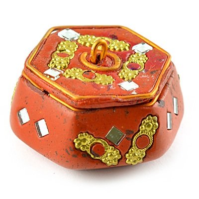 Lacquer Colored Sindoor Box with Handicraft work