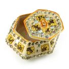 Sindoor Box with Handicraft Work in Cream Color