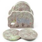 Red Stone Tea Coaster with Elephant Statue 