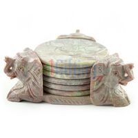 Stone Coaster with Elephant Face Handicraft Gift