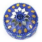 Handicraft Lacquer Glass Worked Box Circular