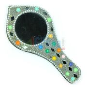 White Lacquer Mirror with Handle
