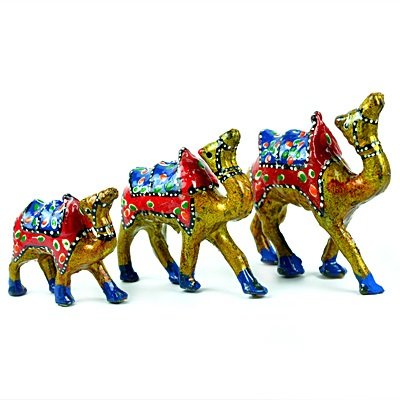 Colorful Camel with Handicraft Work Set of 3 Camels