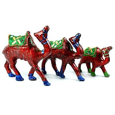 Lacquer Camel Set of 3 Camels Handicraft