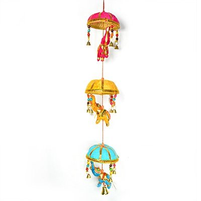 Triple Cap Elephant Handcrafted Hanging