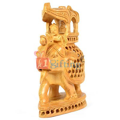Wooden Handicraft Elephant Palki Latticed-Jalidar