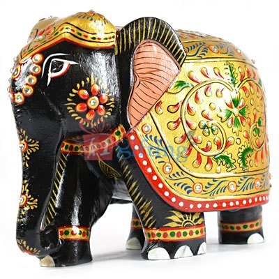 Wooden Painted Designer Elephant