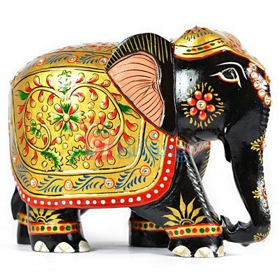 Wooden Painted Designer Elephant