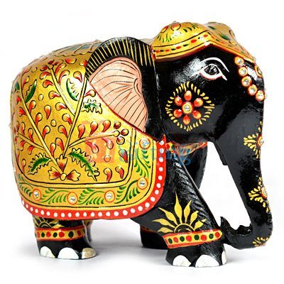 Artistic Worked Handicraft Painted Elephant Wooden