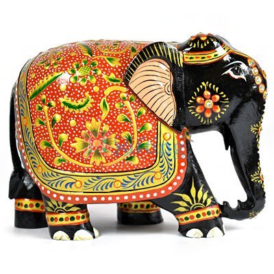 Red Painted Back Designer Handicraft Wooden Elephant