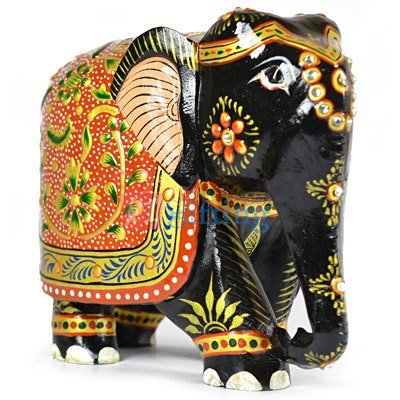 Red Painted Back Designer Handicraft Wooden Elephant
