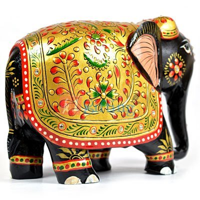 Beautiful Wooden Back Painted Designer Elephant