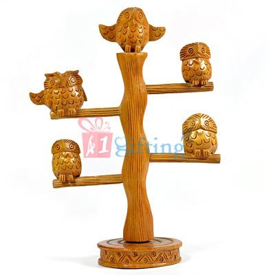 Wooden Owl Tree Handicraft Gift