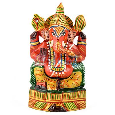 Wooden Ganesha Sindoor Color Painted