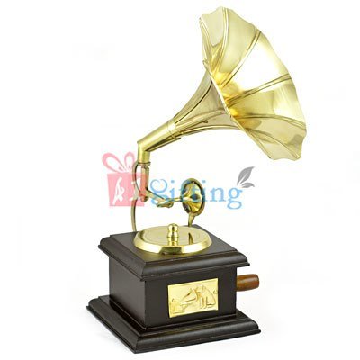 Brass and Wooden Gramophone Decorative Show Piece