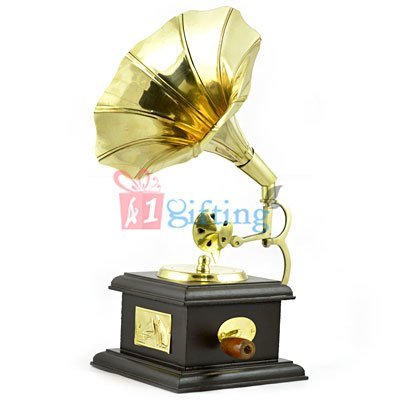 Brass and Wooden Gramophone Decorative Show Piece
