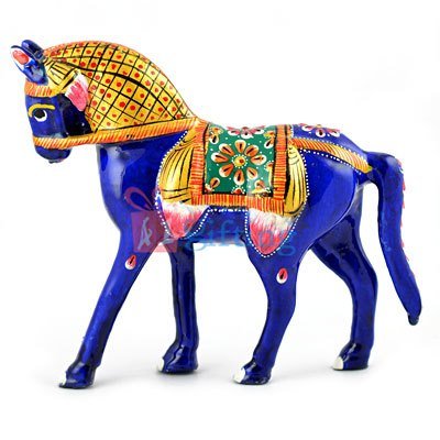 5 Inch Meenakari Work Painted Metallic Horse