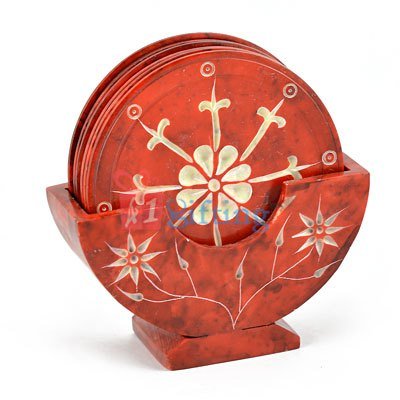 Red Marble Designer Tea Coaster