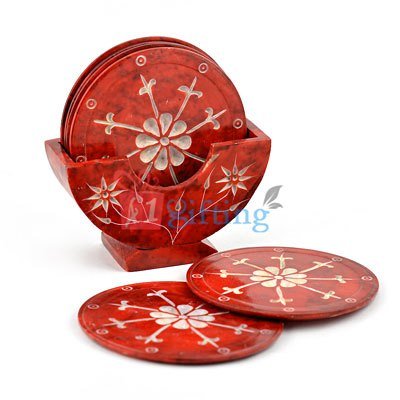 Red Marble Designer Tea Coaster