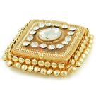 Jewel Studded Square Roli Chawal Box