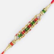 Superb Golden Shining Cutting Beads jewel Rakhi