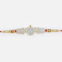 Heart Base Golden and Silver Tortoise Rakhi for Brother