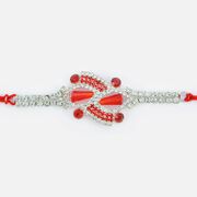 Fancy Red Diamonds and Beads Studded Jewel Rakhi