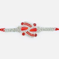 Fancy Red Diamonds and Beads Studded Jewel Rakhi