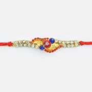 Diamond Emotional Expression- Rakhi with Blue Red and Sparkling Diamonds