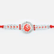 Sindoori Meena Om Floral Shape Diamond Rakhi