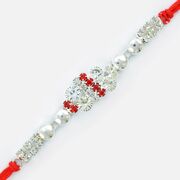Magnificently Designed Pearl and Jewel Linear Rakhi