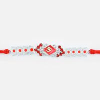 Pleasant Look Silver Om Rakhi with Diamond