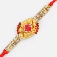 Golden Eye Look Rakhi with Central Studded Red Diamond 
