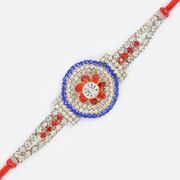 Stylish Silver Net and Jewel Rakhi