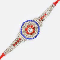 Stylish Silver Net and Jewel Rakhi