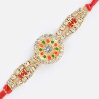 Round shape Colorful Diamond Jewel Fancy Rakhi