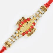 Golden Base and Double String Diamond Layer Jewel Rakhi