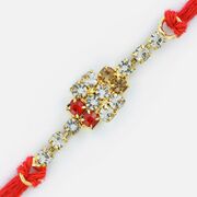 Gracious Precious Tri-Color Diamond Rakhi Red Dori